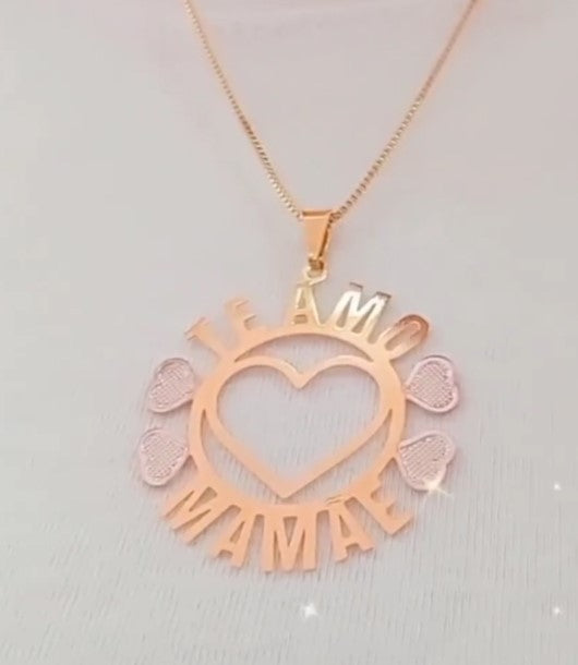 Colar Mandala TE AMO MAMÃE - Presente dia das Mães.